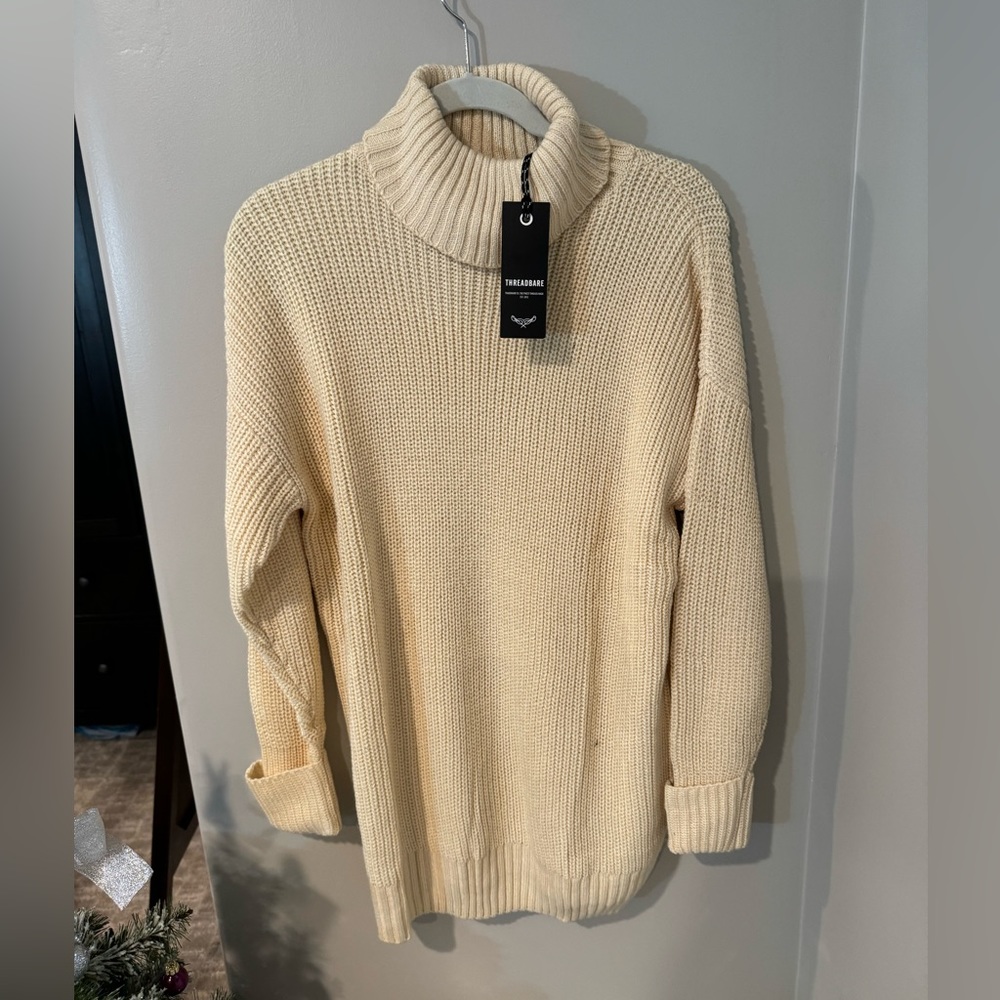 Threadbare Butter Cream Long Sleeve Turtleneck Dress size UK 8/US S NWT